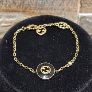 Gold and Black GG Chain Bracelet